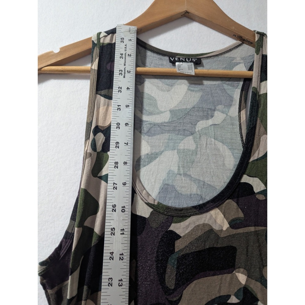 Venus‎ Camo Ruched Tank Dress Small Bodycon Sleeveless Midi Army Print - Picture 6 of 8